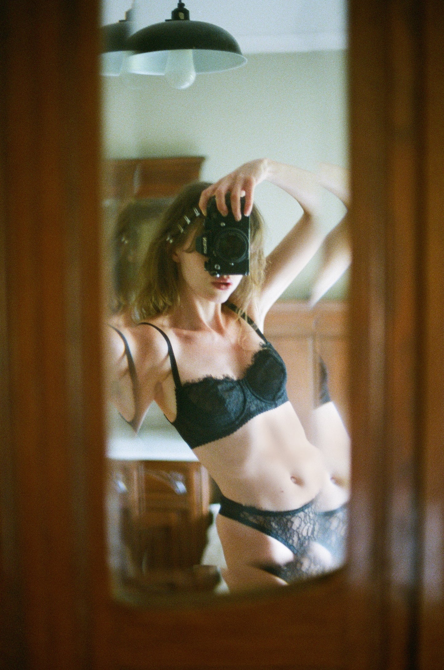 Sheer Lace Thong in Black