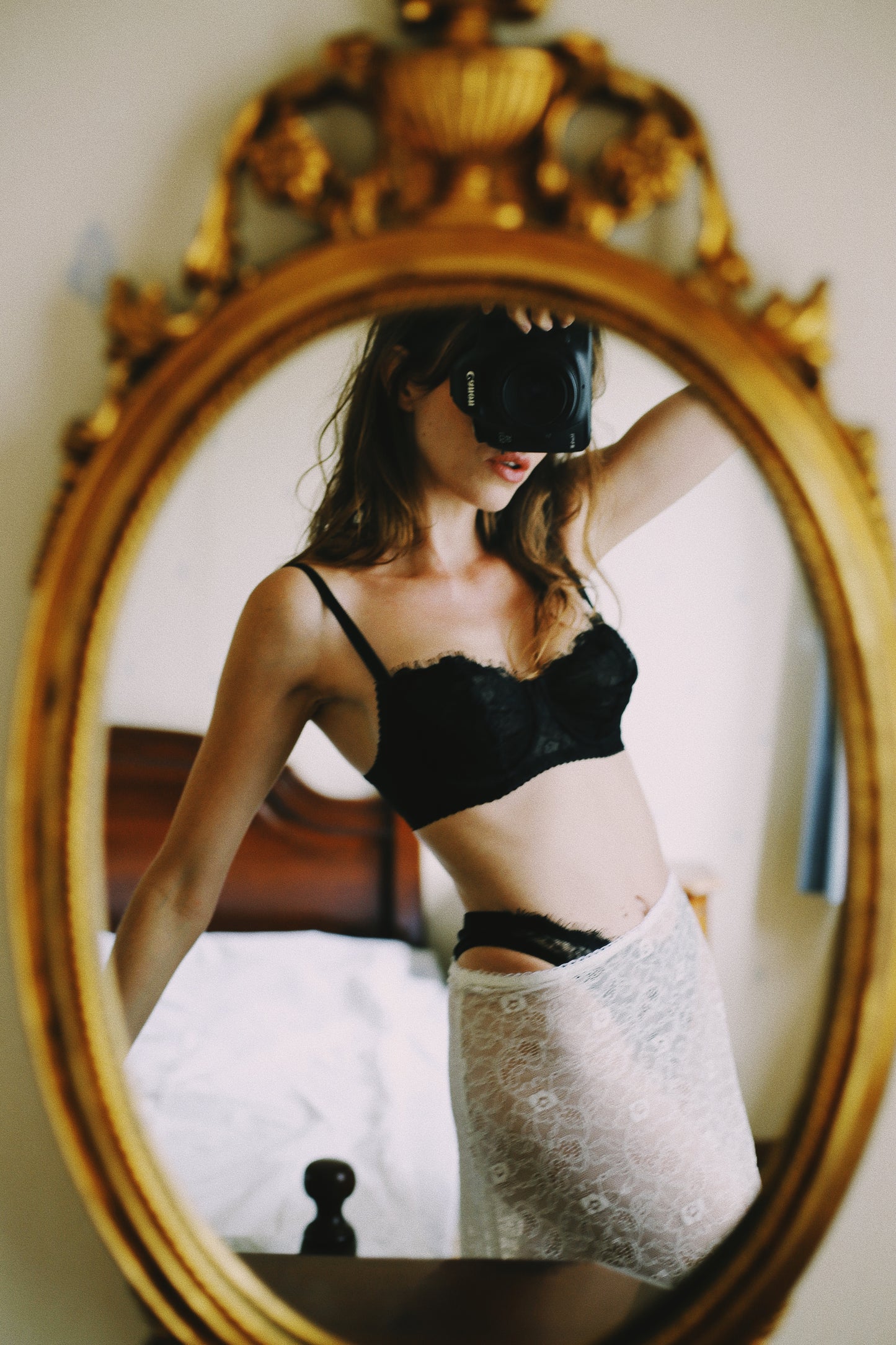Lace Balconette Bra in Black