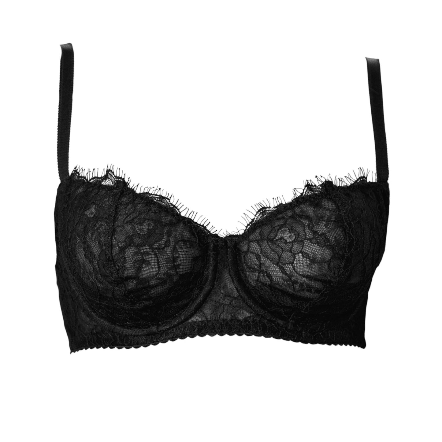 Lace Balconette Bra in Black