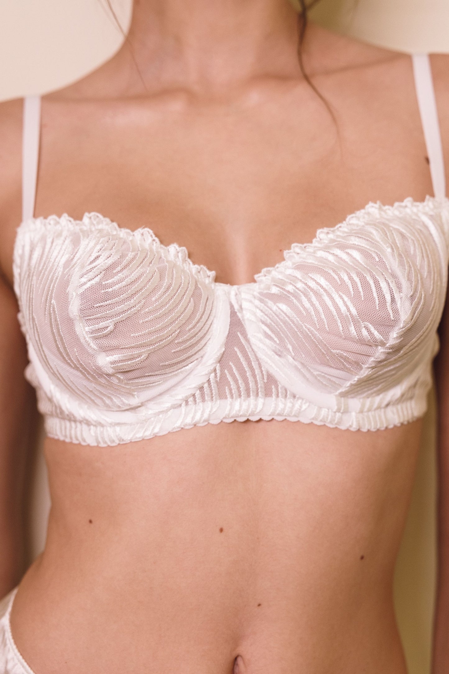 Embroidered Balconette Bra in White