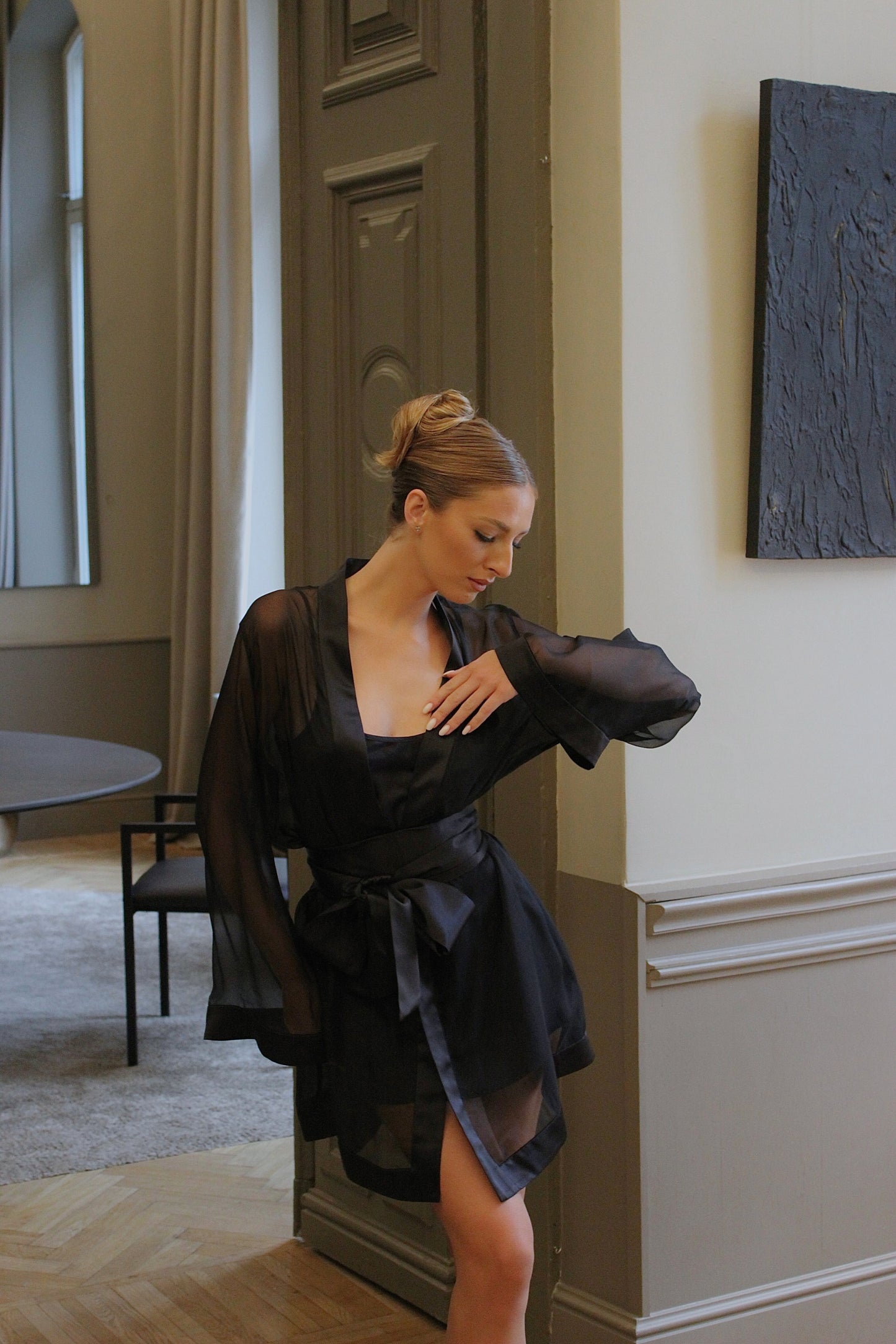 Silk Chiffon Kimono Robe