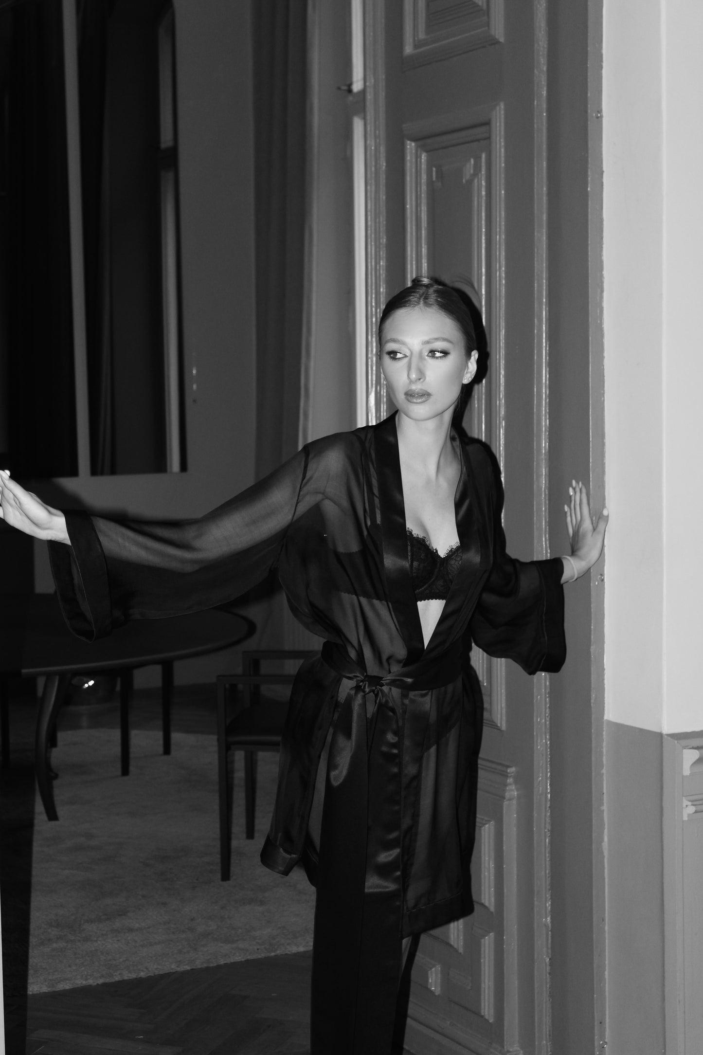 Silk Chiffon Kimono Robe