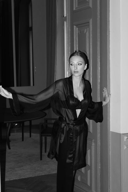 Silk Chiffon Kimono Robe
