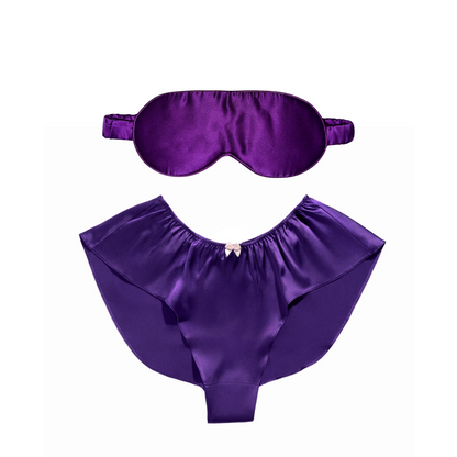 Ensemble culotte en soie et masque de sommeil en violet royal