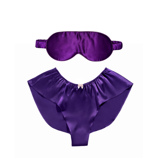 Silk Panties & Sleep Mask Set in Royal Purple